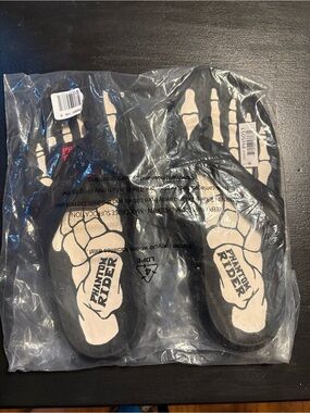 Double H Black Sandal Slides with Skeleton Footprint Brand New Phantom Rider